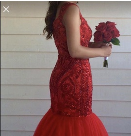 Sherri Hill Red Size 0 Mermaid Dress on Queenly