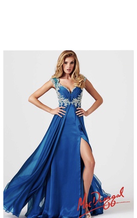 Mac Duggal Blue Size 6 Sweetheart Macduggal Backless A-line Dress on Queenly