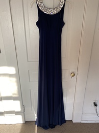 Sherri Hill Blue Size 6 Navy Backless Straight Dress on Queenly