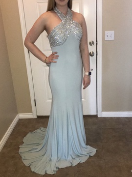 Jovani Blue Size 6 Backless Straight Dress on Queenly