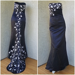 Jovani Black Size 0 Strapless Floral Train Dress on Queenly