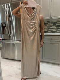 Ralph Lauren Gold Size 2 Shiny Side slit Dress on Queenly