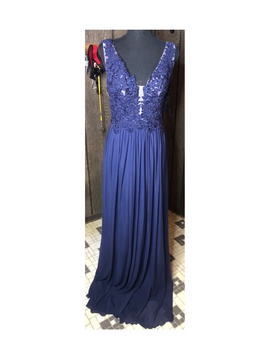 Sherri Hill Blue Size 10 Plunge Backless Straight Dress on Queenly