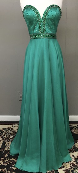 Sherri Hill Green Size 12 Sweetheart A-line Dress on Queenly