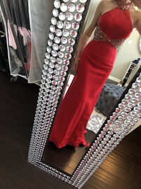 Sherri Hill Red Size 2 Jersey Train Dress on Queenly