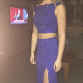 Sherri Hill Blue Size 2 Side slit Dress on Queenly