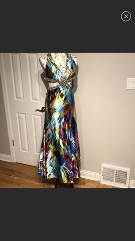 Tony Bowls Multicolor Size 4 A-line Halter Side slit Dress on Queenly