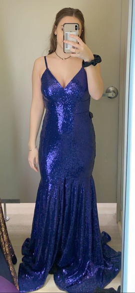 Windsor Blue Size 2 Jewelled Backless Shiny Sequin Mermaid Dress on Queenly