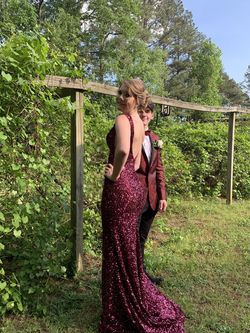 Jovani Red Size 0 Burgundy Mermaid Dress on Queenly