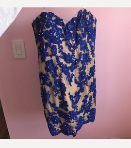 Xscape Blue Size 2 Lace Cocktail Dress on Queenly