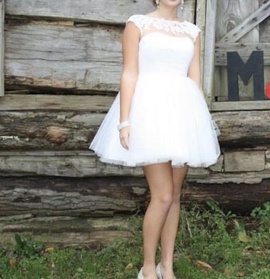 Sherri Hill White Size 8 Shiny Lace Tall Height Cocktail Dress on Queenly
