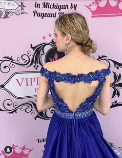 Style S68686 Jovani Royal Blue Size 6 Straight Dress on Queenly