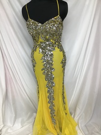 Faviana Yellow Size 0 Train Dress on Queenly