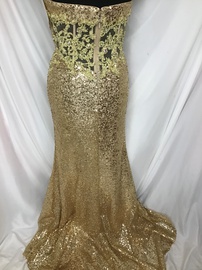 Tony Bowls Gold Size 4 Red Lace Train Dress on Queenly