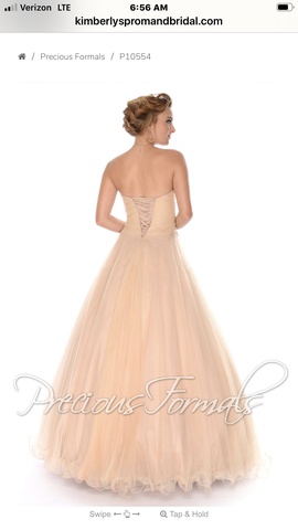 Precious Formals Nude Size 2 Train Sweetheart Ball gown on Queenly