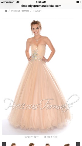 Precious Formals Nude Size 2 Train Sweetheart Ball gown on Queenly