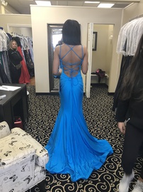 Sherri Hill Blue Size 0 Prom Plunge Backless Train Dress on Queenly