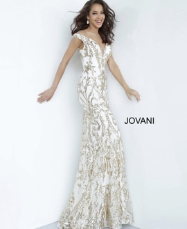Jovani White Size 2 Pattern Medium Height Mermaid Dress on Queenly