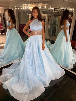 Style S03792 Jovani Blue Size 4 Pageant Floor Length Ball gown on Queenly