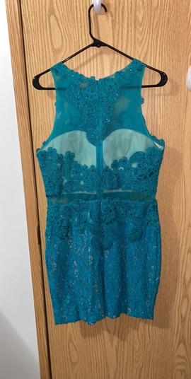 Abby Paris Blue Size 12 Shiny Homecoming Lace Cocktail Dress on Queenly