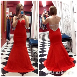 La Femme Orange Size 2 Short Height Prom Mermaid Dress on Queenly