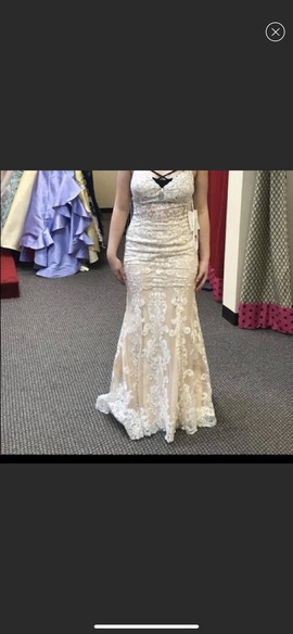 MoriLee White Size 10 Mori Lee Straight Dress on Queenly