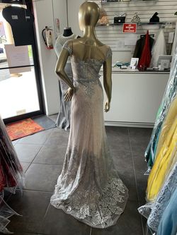 Terani Couture Silver Size 2 Jewelled Shiny Straight Dress on Queenly