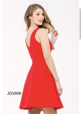 Jovani Red Size 2 Flare Wedding Guest Homecoming Cocktail Dress on Queenly