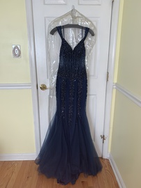 Jovani Blue Size 0 Jewelled Mermaid Dress on Queenly