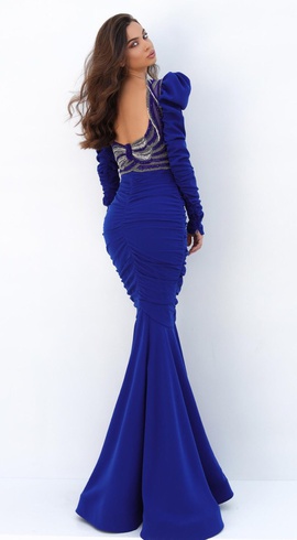 Tarik Ediz Blue Size 8 Backless Fitted Mermaid Dress on Queenly