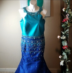 Rachel Allan Blue Size 18 Plus Size Pageant Prom Mermaid Dress on Queenly