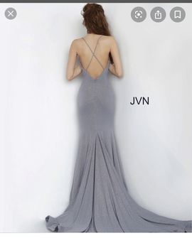 Jovani Silver Size 6 Backless Train Dress on Queenly