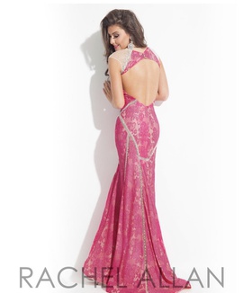 Rachel Allan Hot Pink Size 8 Backless Prom Mermaid Dress on Queenly
