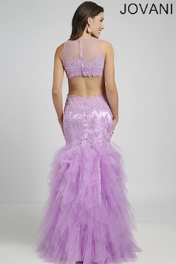 Jovani Purple Size 4 Ruffles Ball gown on Queenly