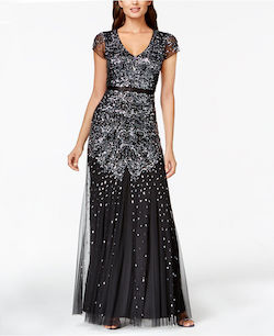 Adrianna Papell Black Size 6 Cap Sleeve Ball gown on Queenly