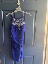 B. Darlin Blue Size 8 Mini Straight Dress on Queenly