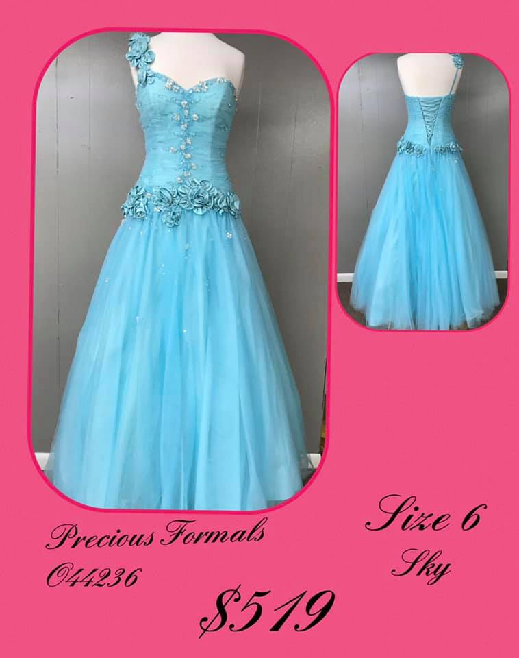 Precious Formals Blue Size 6 Sweetheart Corset Tall Height Ball gown on Queenly