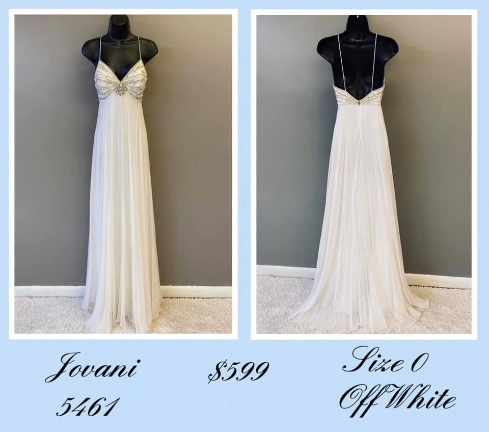 Jovani White Size 0 Backless Tall Height A-line Dress on Queenly