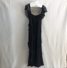 Shawn Ray Fons Silk Evening Dress Black Size 8 Sheer Straight Dress on Queenly