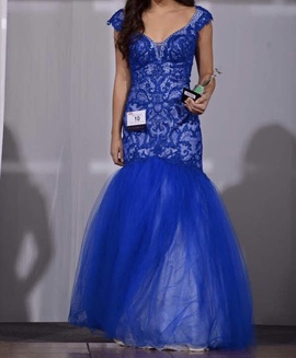 Sherri Hill Blue Size 2 Pattern Pageant Mermaid Dress on Queenly