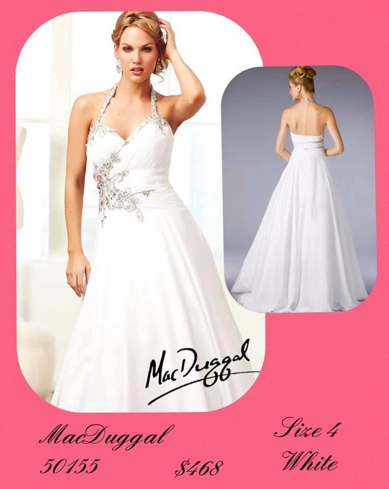Mac Duggal White Size 4 Halter Tall Height A-line Dress on Queenly
