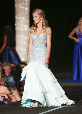 Sherri Hill Blue Size 0 Shiny Pageant Corset Mermaid Dress on Queenly