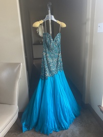 Sherri Hill Blue Size 2 Sweetheart Custom Mermaid Dress on Queenly