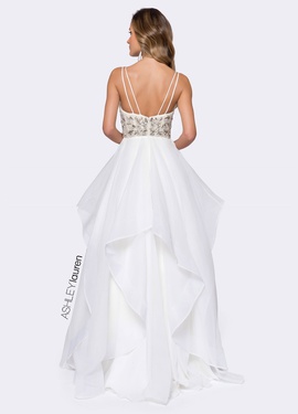 Ashley Lauren White Size 0 Backless Floor Length Short Height Medium Height A-line Dress on Queenly