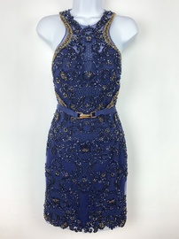 Vienna Blue Size 2 Halter Sequined Homecoming Cocktail Dress on Queenly