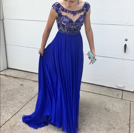 Sherri Hill Blue Size 00 Cap Sleeve Prom Train Dress on Queenly