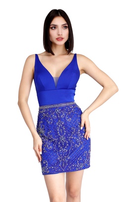 Style 60024 Vienna Blue Size 0 Tall Height Cocktail Dress on Queenly
