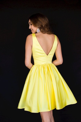 Style 6023 Vienna Yellow Size 00 Backless Tall Height Cocktail Dress on Queenly