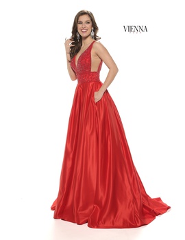 Style 7802 Vienna Red Size 4 Backless Tall Height Ball gown on Queenly