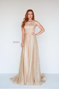 Style 7808 Vienna Gold Size 2 Train Tall Height A-line Dress on Queenly